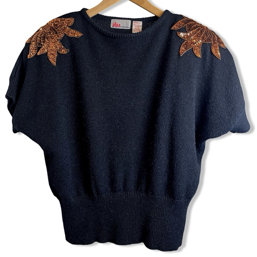JBJ Vintage Fuzzy Sequined Sweater